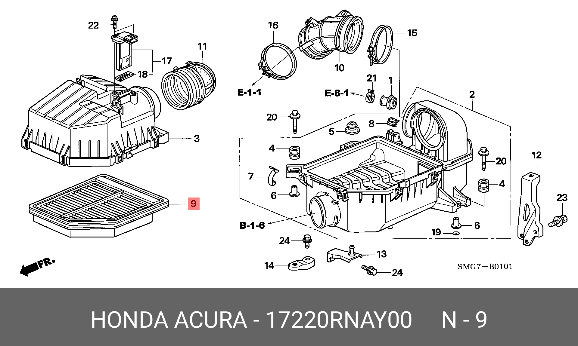 Фильтр воздушный - Honda 17220-RNA-Y00