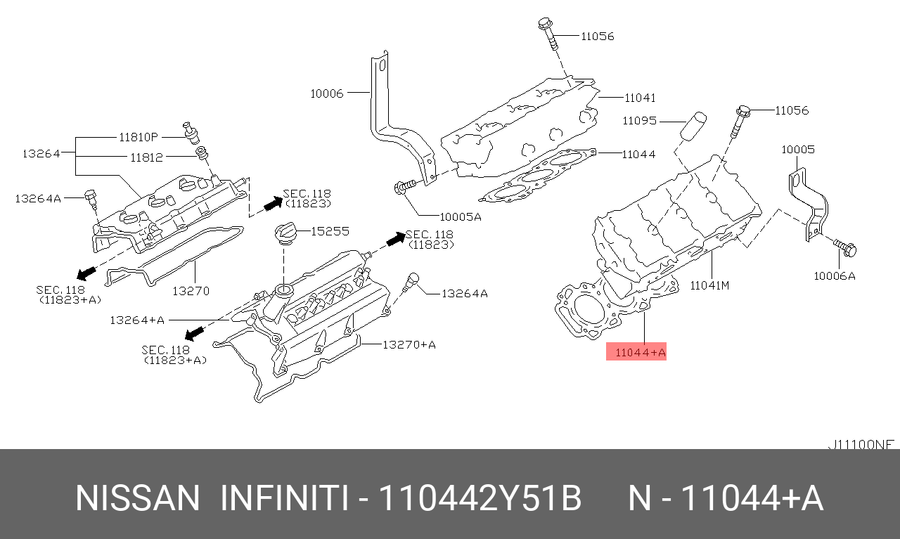 Прокладка головки блока цилиндров - Nissan 11044-2Y51B