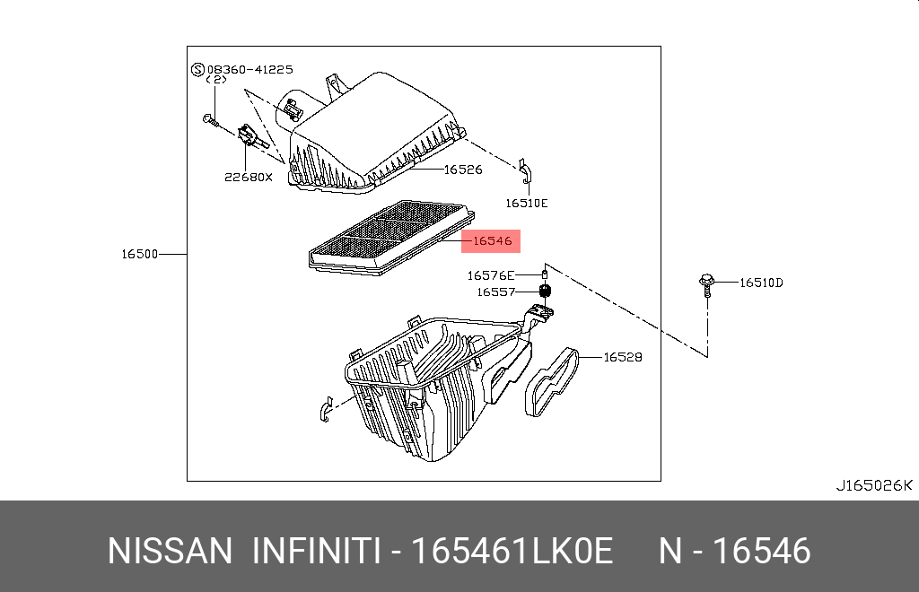 Фильтр воздушный - Nissan 16546-1LK0E