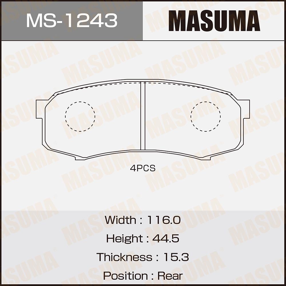 Колодки тормозные дисковые | зад | - Masuma MS-1243