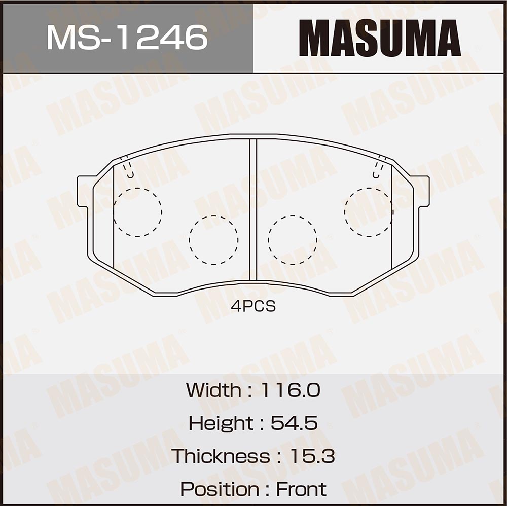 Колодки тормозные дисковые | перед | - Masuma MS-1246