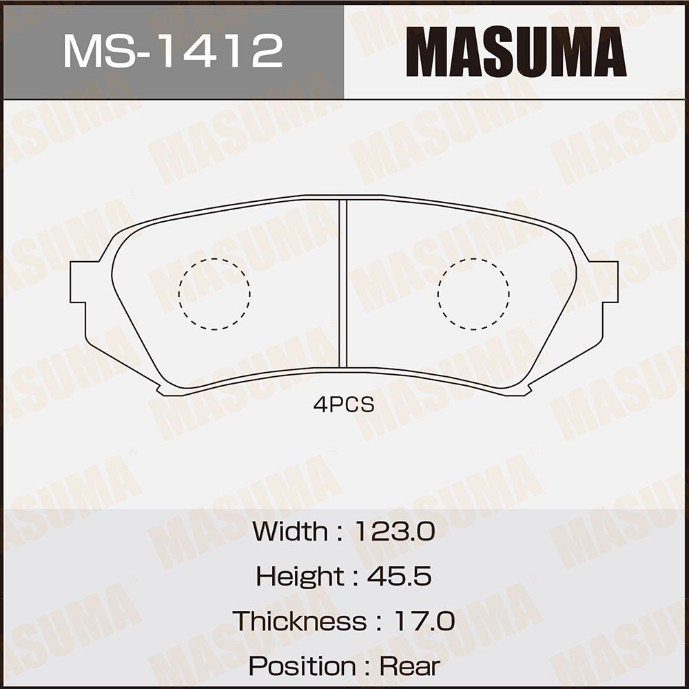 Колодки тормозные | зад | - Masuma MS1412
