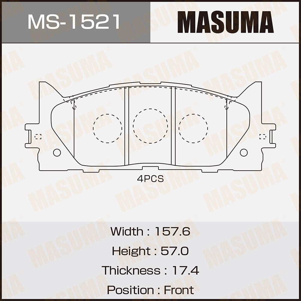 Колодки тормозные дисковые | перед | - Masuma MS-1521