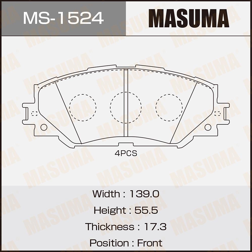 Колодки тормозные дисковые | перед | - Masuma MS-1524