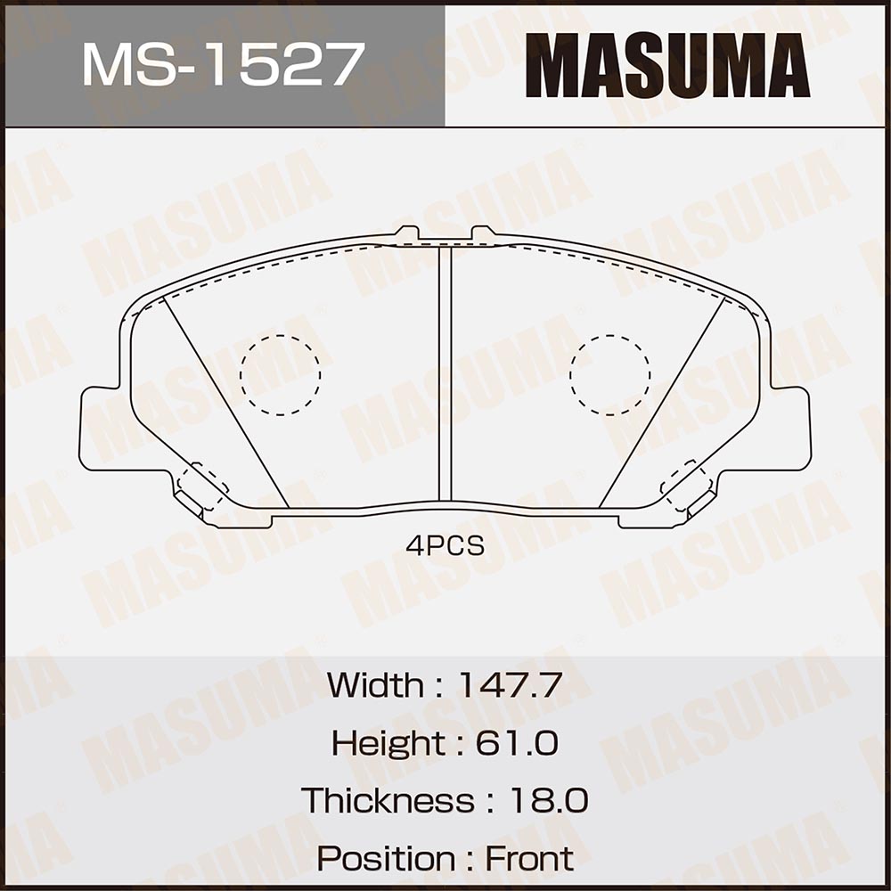 Колодки тормозные дисковые | перед | - Masuma MS-1527