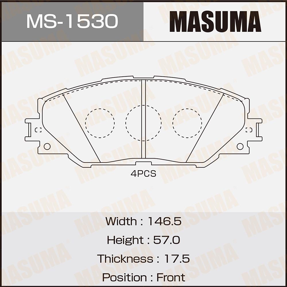Колодки тормозные дисковые | перед | - Masuma MS-1530