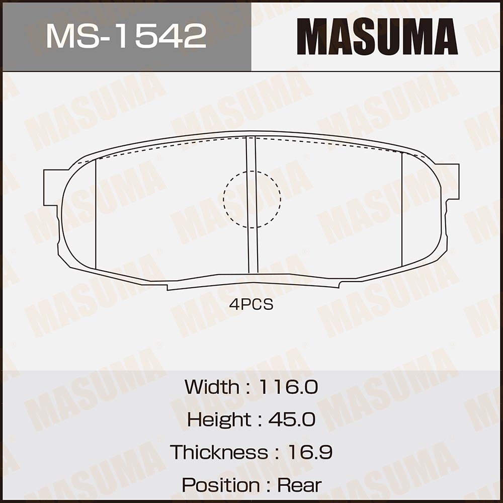 Колодки тормозные дисковые | зад | - Masuma MS-1542