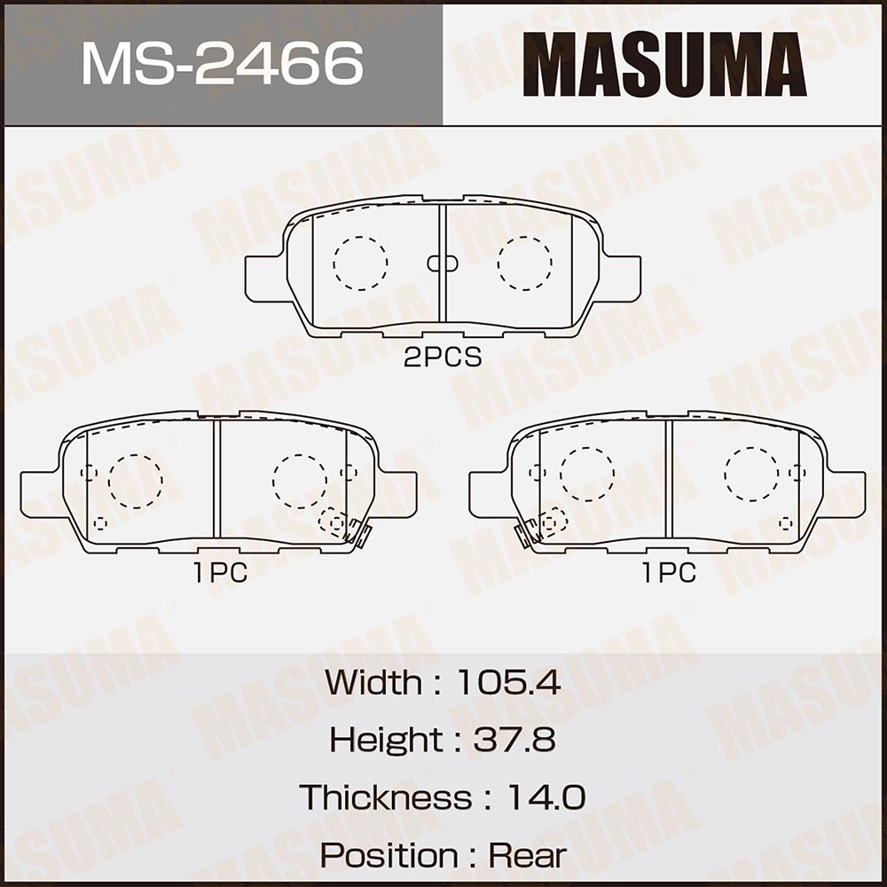 Колодки тормозные дисковые | зад | - Masuma MS-2466