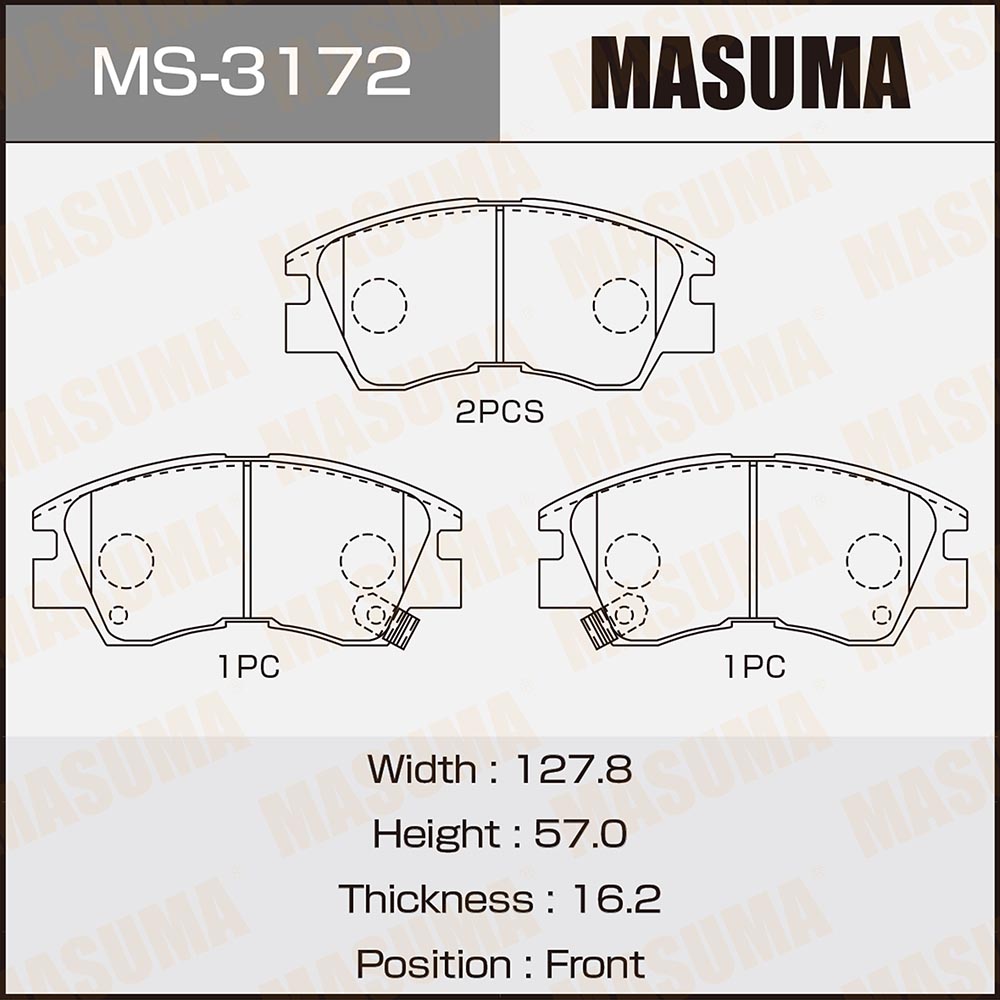 Колодки тормозные дисковые | перед | - Masuma MS-3172