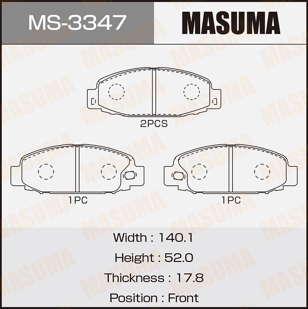 Колодки тормозные дисковые | перед | - Masuma MS-3347