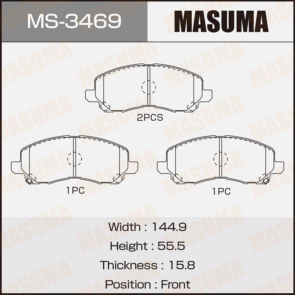 Колодки тормозные дисковые | перед | - Masuma MS-3469