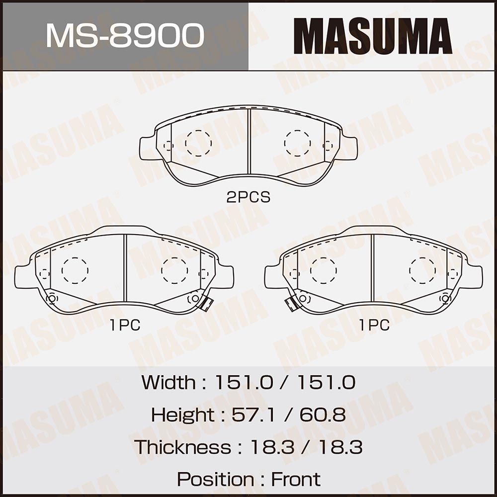 Колодки тормозные | перед | - Masuma MS8900