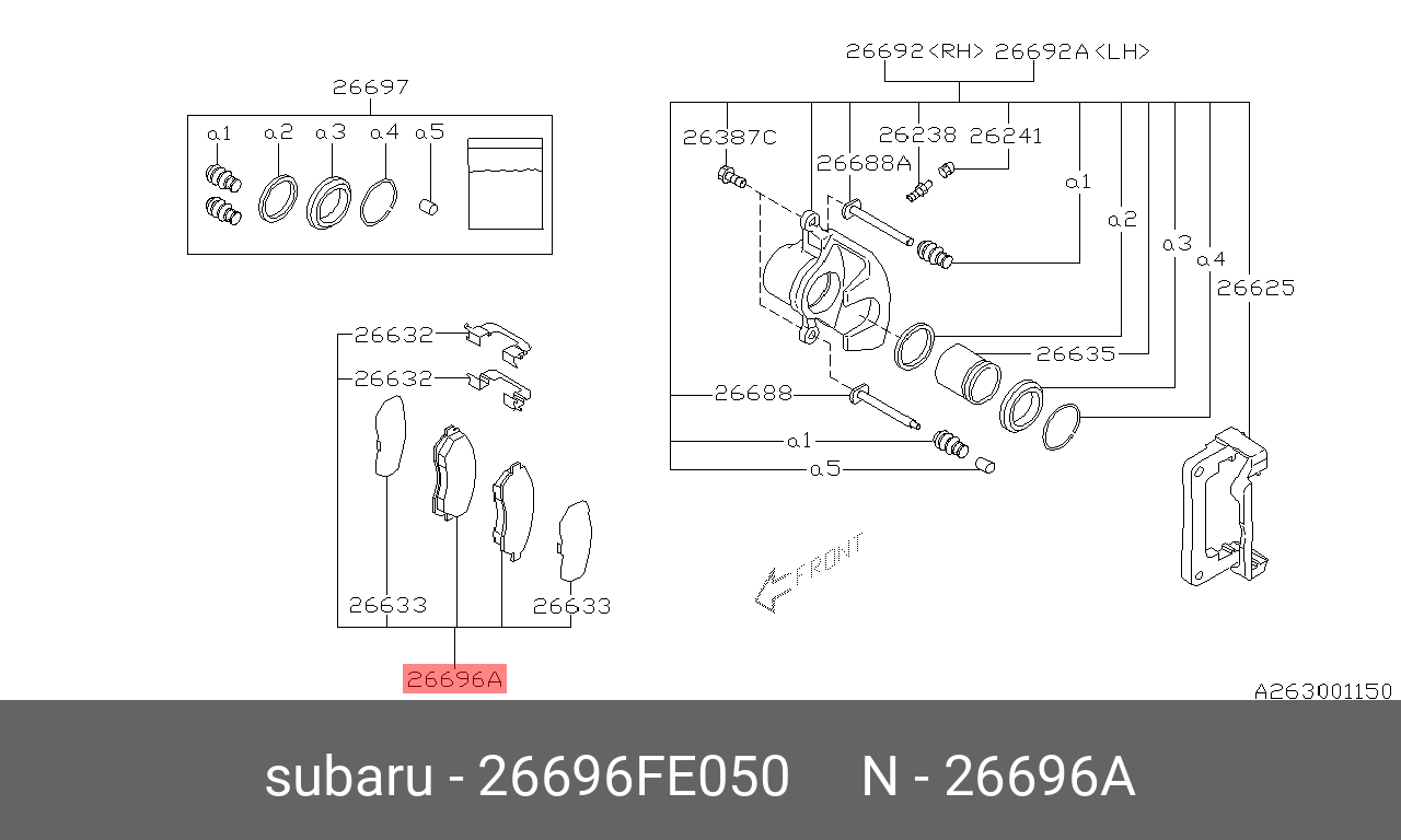 Колодки тормозные дисковые | зад прав/лев | - Subaru 26696-FE050