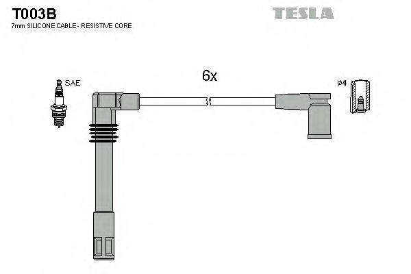 Комплект высоковольтных проводов - Tesla T003B