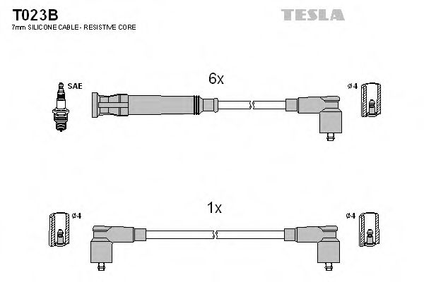 Комплект высоковольтных проводов - Tesla T023B