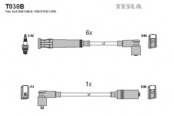 Комплект высоковольтных проводов - Tesla T030B