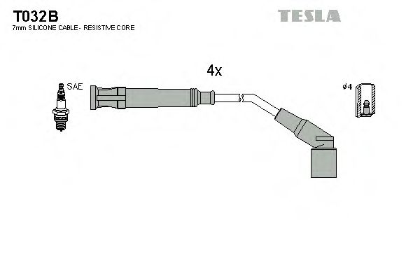Комплект высоковольтных проводов - Tesla T032B