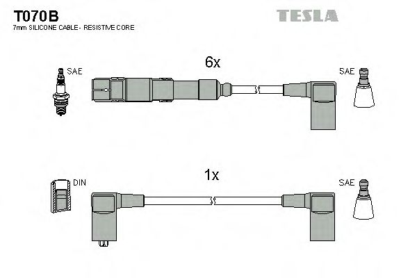Комплект высоковольтных проводов - Tesla T070B