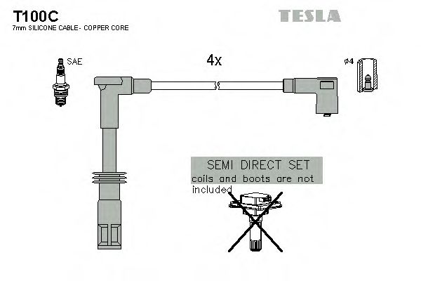Комплект высоковольтных проводов - Tesla T100C
