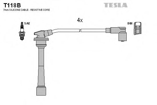 Комплект высоковольтных проводов - Tesla T118B