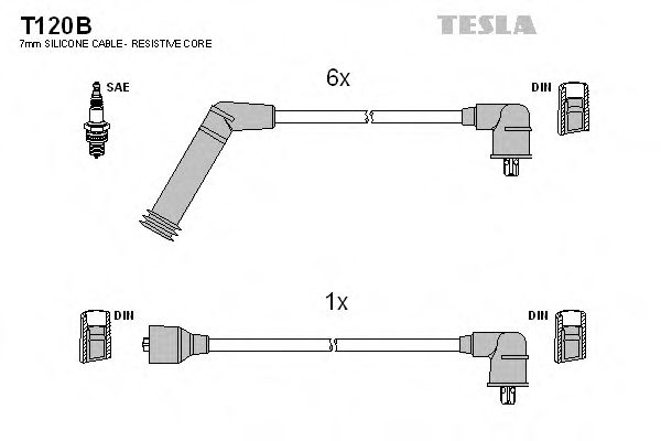 Комплект высоковольтных проводов - Tesla T120B