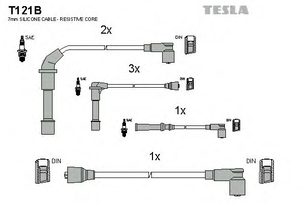 Комплект высоковольтных проводов - Tesla T121B