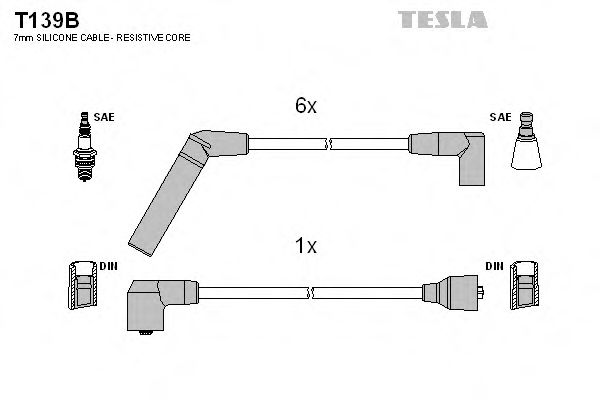 Комплект высоковольтных проводов - Tesla T139B