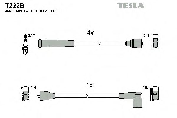 Комплект высоковольтных проводов - Tesla T222B
