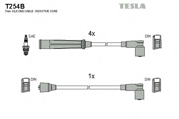 Комплект высоковольтных проводов - Tesla T254B