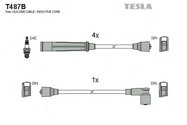 Комплект высоковольтных проводов - Tesla T487B