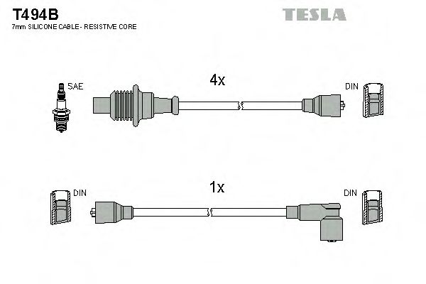 Комплект высоковольтных проводов - Tesla T494B