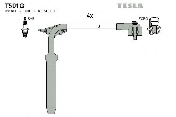 Комплект высоковольтных проводов - Tesla T501G