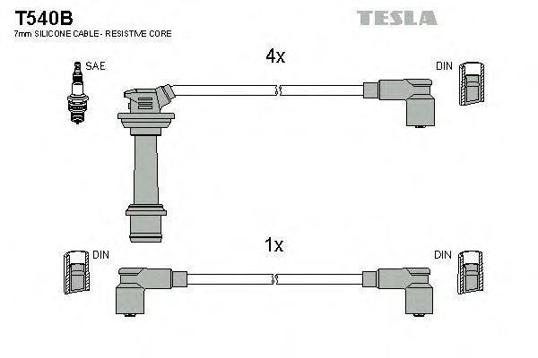 Комплект высоковольтных проводов - Tesla T540B