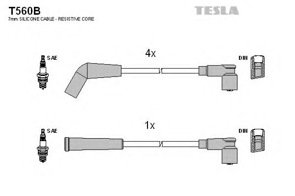 Комплект высоковольтных проводов - Tesla T560B