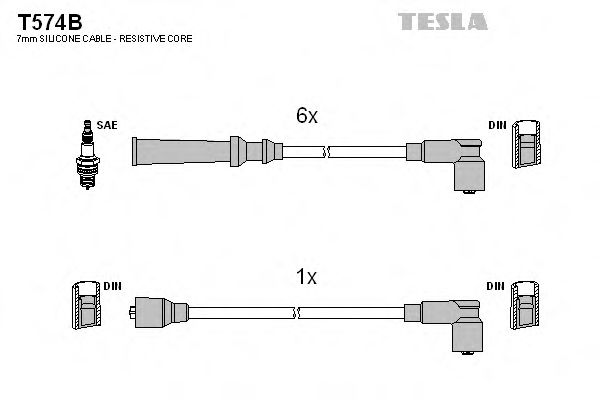 Комплект высоковольтных проводов - Tesla T574B