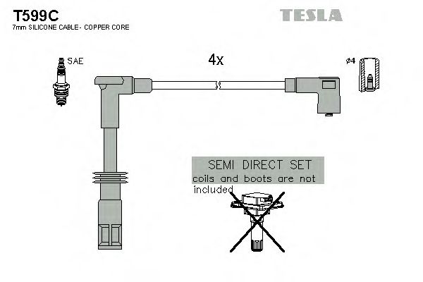 Комплект высоковольтных проводов - Tesla T599C