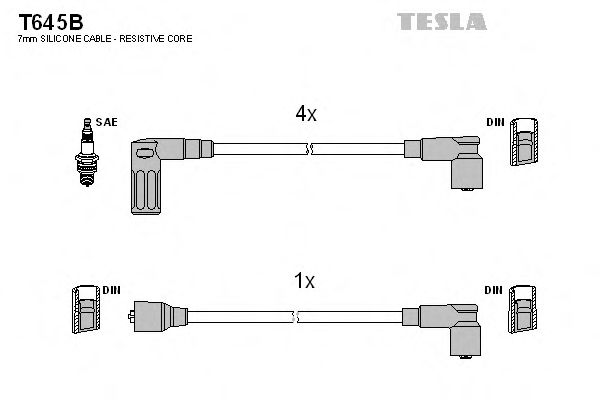 Комплект высоковольтных проводов - Tesla T645B