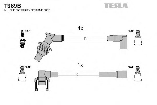 Комплект высоковольтных проводов - Tesla T669B
