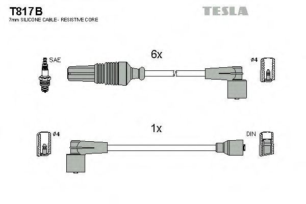 Комплект высоковольтных проводов - Tesla T817B
