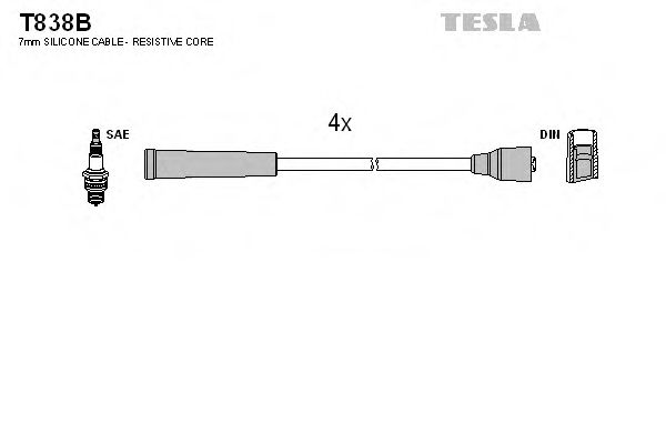 Комплект высоковольтных проводов - Tesla T838B
