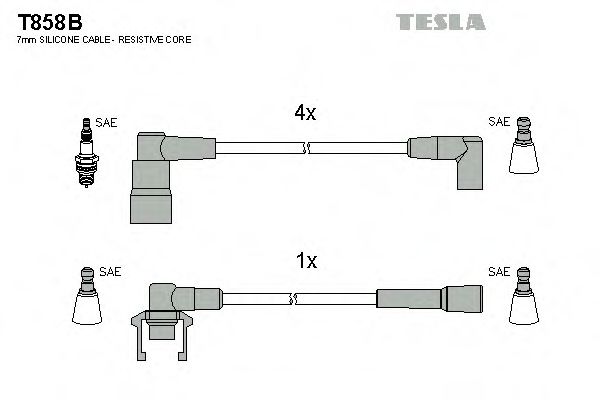 Комплект высоковольтных проводов - Tesla T858B