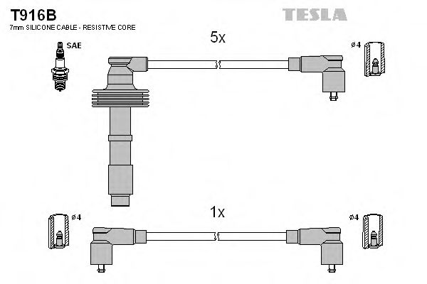 Комплект высоковольтных проводов - Tesla T916B