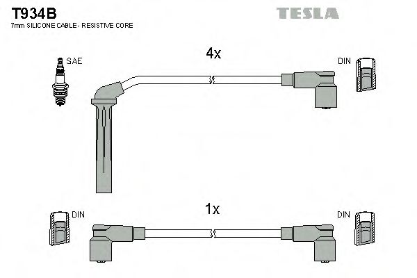 Комплект высоковольтных проводов - Tesla T934B