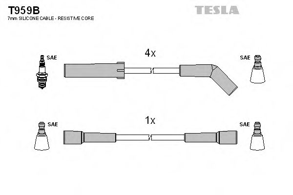 Комплект высоковольтных проводов - Tesla T959B