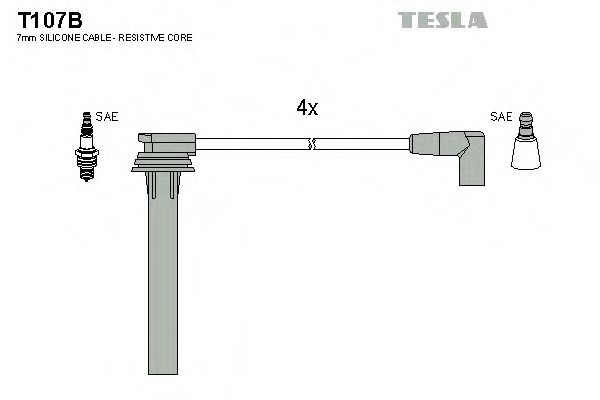 Комплект высоковольтных проводов - Tesla T107B