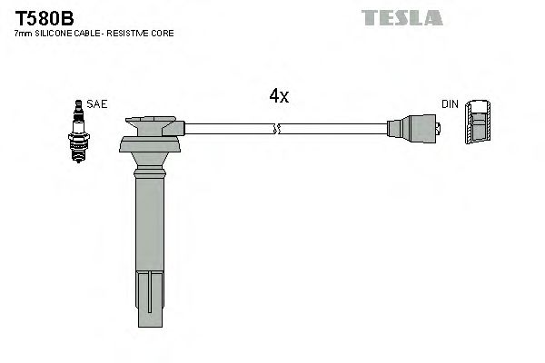 Комплект высоковольтных проводов - Tesla T580B