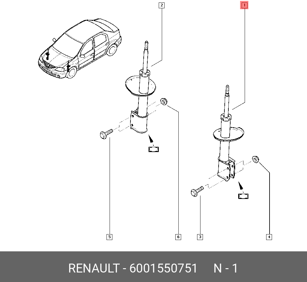 Амортизатор передний | прав/лев | - Renault 6001 550 751