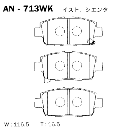 Колодки тормозные дисковые | перед | - Akebono AN-713WK
