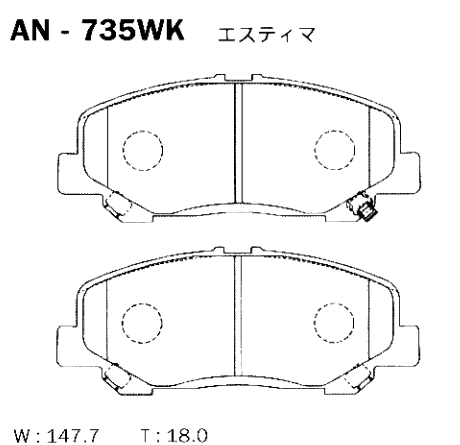 Колодки тормозные дисковые перед Akebono AN-735WK 3982₽