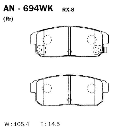 Колодки тормозные дисковые | зад | - Akebono AN-694WK